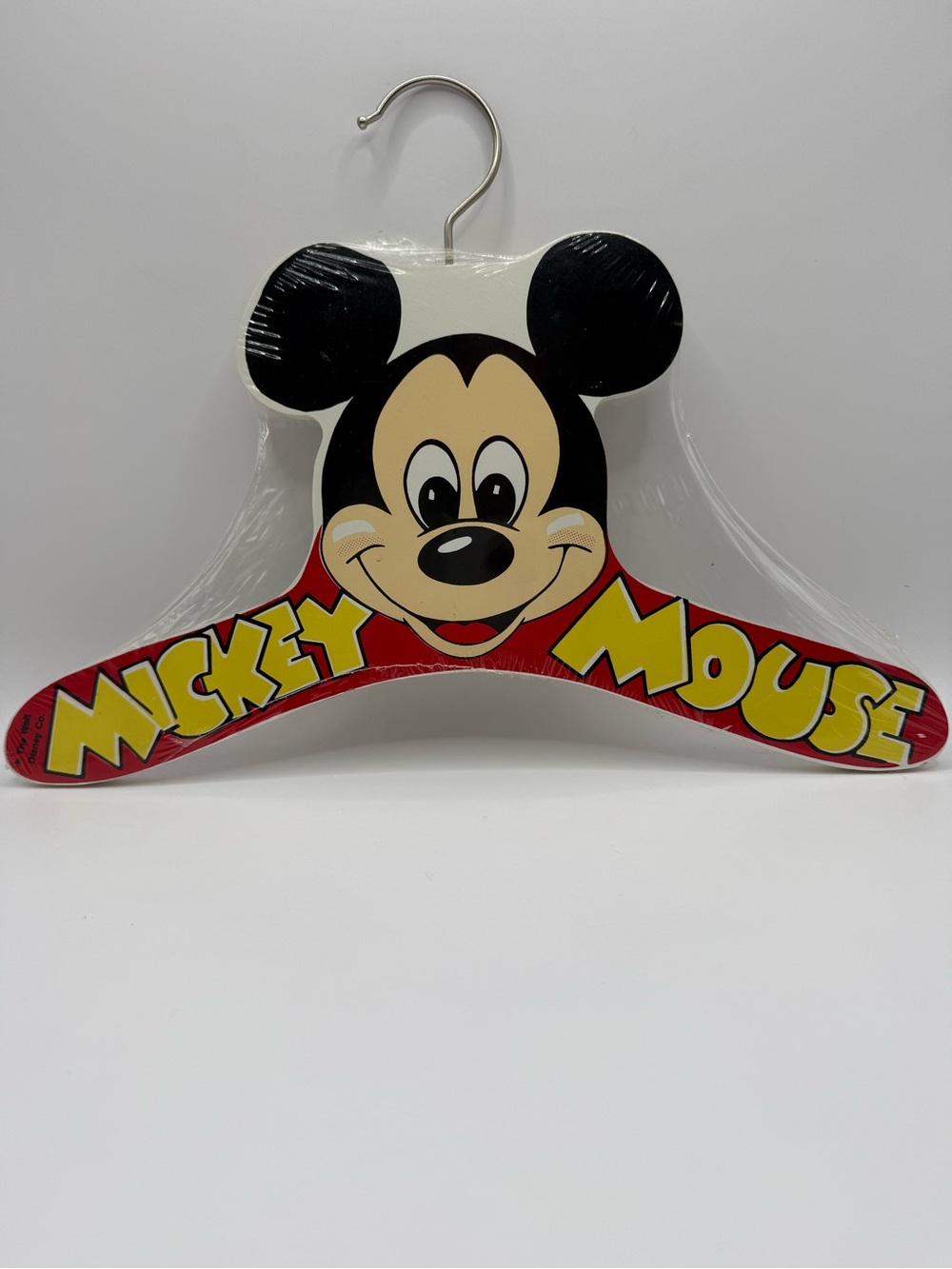 Vintage Walt Disney Mickey Mouse Wooden Childrens Clothes Hanger Spellout 80s